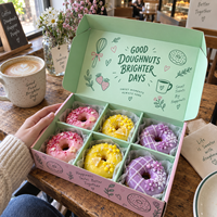 Boîte alimentaire en papier personnalisée avec logo imprimé pour donuts, gâteaux, cupcakes, pâtisseries, biscuits, hamburgers, bento, repas à emporter, emballage pour boulangerie