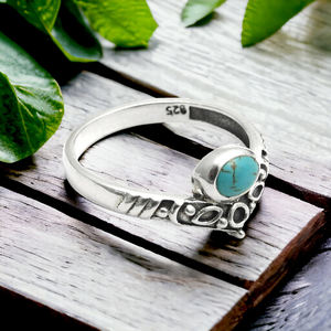 แหวนพลอยเทอร์ควอยซ์ธรรมชาติทำมือ925ทำมือด้วยเงินสเตอร์ลิงเครื่องประดับดีไซน์ตามต้องการสำหรับปาร์ตี้ - Product Image 2