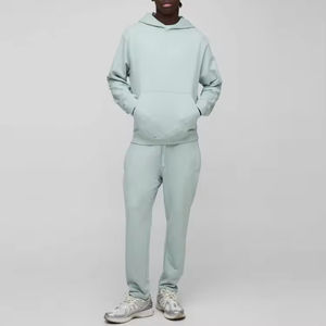 Ensemble de survêtement lourd 430GSM en gros | Sweat à capuche et pantalon de survêtement unisexe blanc uni | Logo personnalisé 2 pièces survêtement 2025 - Product Image 3