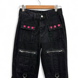 SUPER TOP Sell Women's Baggy Gothic Pants Grunge <b>Black</b> Pink Star Baggy Zip Wholesale 2026 - Product Image 3
