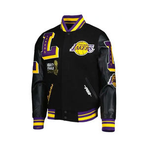 Veste universitaire Letterman de baseball à manches en cuir personnalisée avec broderie d'écusson de haute qualité OEM Vente en gros - Product Image 2