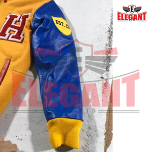 Chaqueta Letterman Varsity personalizada con cuerpo de lana bordado con logotipo de chenilla y mangas de cuero, chaqueta universitaria de béisbol de lona - Product Image 5