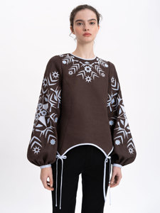 Chic verde blanco rosa sólido texturizado O cuello Puff manga blusa de mujer - Product Image 5