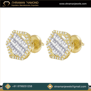 Chapado en oro de 14 quilates 2,5 TCW y 6 gramos VVS IGL certificado hexágono Baguette Moissanite pendientes de diamantes para regalo de compromiso - Product Image 4