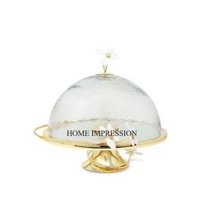 Nouvellement Arrivée Prime Qualité En Aluminium Coulé Or Plaqué Fleurs Designer Base Stand Avec Verre Miroir Dôme Couverture Casseroles - Product Image 1