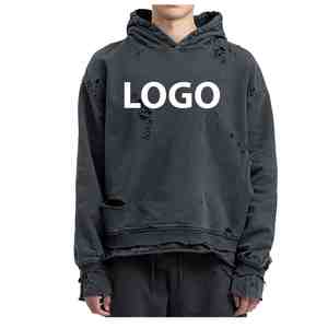 Venta al por mayor de encargo de alta calidad 100% algodón bordado desgastado nuevo diseño polar bolsillo directo de fábrica invierno Sudadera con capucha hombres - Product Image 1