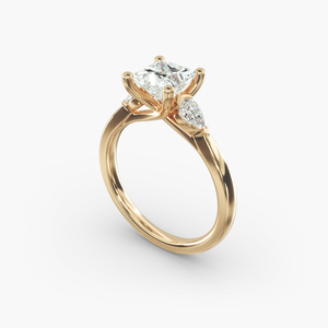 Anillo de diamante de moissanita de tres piedras de oro de 10K de moda para mujer, anillo de compromiso clásico, aniversario o anillo de promesa, regalo para ella - Product Image 3