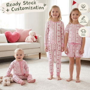 Pijamas de San Valentín para niñas con diseño floral y lazo rosa, ropa de invierno para bebés, ropa de San Valentín OEM/ODM/RTS. - Product Image 1