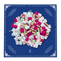 Set Mahjong Profesional Amerika dengan Aturan NMJL - 160 Ubin Akrilik Berlapis 4 Warna Hijau - Alas Motif Bunga Biru Dongker - Edisi Hadiah