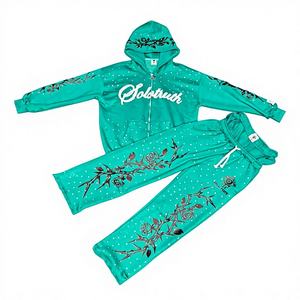 Levi 480GSM Hiver, à l'aspect vieilli sur le devant, sérigraphie et strass, double taille, en polaire polyester/coton, anti-plis, à capuche - Product Image 1