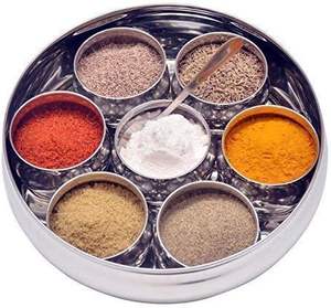 Caja de especias de acero inoxidable de grado alimenticio de alta calidad, tapa transparente clásica India Masala Dabba, plegable, incluye cuchara organizadora - Product Image 6