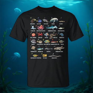 T-shirt Alfabeto A-Z Vita Marina: Esplora le Creature Marine per Promozioni - Product Image 3
