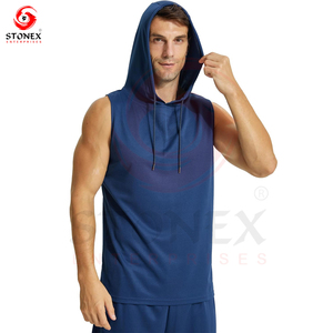 Entraînement de haute qualité pour hommes à capuche sans manches 100% coton Gym Bodybuilding Muscle Cut Off Hoodies - Product Image 2