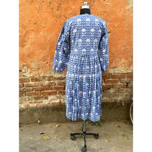 Venta al por mayor de playa Boho Hippie estilo vestido indio algodón Floral bloque estampado hecho a mano verano vestido Midi vestido de mujer vestido de fiesta - Product Image 6