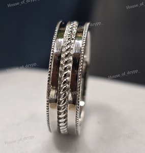 925 Sterling <b>Silver</b> <b>Spinner</b> <b>Ring</b> Minimalist Band <b>Ring</b> Rope <b>Ring</b> Unisex Wedding Band Fashion Everyday Jewelry Gift - Product Image 5