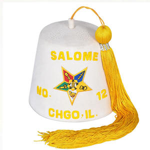 Conjunto de Fez Masónico OES Blanco Puro con Pedrería, Guantes, Estuche y Banda, Next Masonic Shriner Negro, Hecho a Mano con Pedrería - Product Image 6