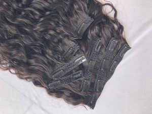 Venta al por mayor 100% cabello virgen solo donante máquina doble trama 200 gramos 7 Set Clip rizado suelto extensión de cabello humano negro para las mujeres - Product Image 5