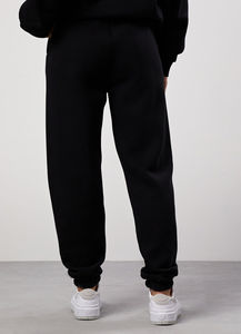 Custom Women Tracksuit Relaxed Fit Fleece Raglan Sleeve Crew Elastic Cuffs <b>Black</b> Sweatpants 2 Side Pockets <b>Jogger</b> Two Piece Set - Product Image 5