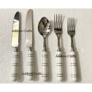 Ensemble de couverts en acier inoxydable 18/8 avec poignée en nacre Ustensiles de cuisine personnalisés Place Setting Argenterie Vaisselle Couverts - Product Image 5