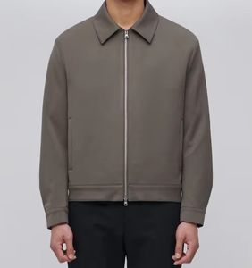 Blouson aviateur en toile personnalisé pour hommes impression bouffante tissage au crochet fermeture éclair mandarine pour vêtements d'hiver décontractés Service OEM disponible - Product Image 6