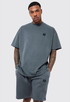 Ensemble de t-shirt à manches courtes en tricot respirant brodé et short assorti pour homme, style décontracté d'été, par Huzaifa Products