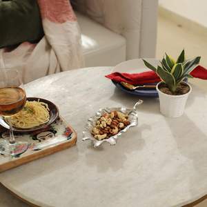 Bandeja de hoja decorativa de Metal plateado hecha a mano, platos de decoración de otoño para cocina, bandeja decorativa para fiesta, cuenco para mesa festiva, pieza de exhibición - Product Image 1