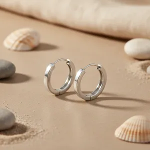 Art Palace 925 <b>Silver</b> <b>Hoop</b> <b>Earrings</b> with Natural Stone Minimalist Design <b>for</b> <b>Women's</b> Everyday Wear Fine Jewelry - Product Image 3