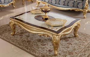 Ensemble de canapés en bois massif doré Mandawa de luxe, fabriqué à la main, de haute qualité, avec mousse réglable pour appartement et villa - Product Image 6