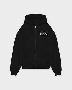 <b>Men's</b> <b>Oversized</b> Drop Shoulder 100% Cotton <b>Hoodies</b> 500GSM Thick Winter <b>Blanket</b> Zip-up Style Plain Dyed Crop Boxy Streetwear - Product Image 4