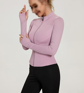 Estilo fresco Liso Ligero Transpirable Secado rápido Mujer Slim Fit Manga larga Tallas grandes Fitness Sports Zip Jacket - Product Image 5