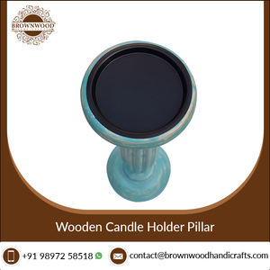 Candelabro de madera tallado a mano para el hogar y boda, Juego de 3 pilares, Color antiguo, blanco, azul, decorativo, de la India - Product Image 6