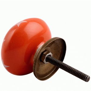 Boutons d'armoire en céramique en vrac Orange enfants poignées en étoile tiroir de garde-robe 3.81 cm nouveau Design CK-1402 - Product Image 3