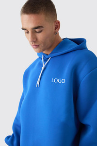 เสื้อมีฮู้ดสองชั้นขนาดใหญ่พิเศษสำหรับทุกเพศเสื้อฮู้ดผ้าฝ้าย100% พิมพ์ลายพัฟไหล่ตก - Product Image 3