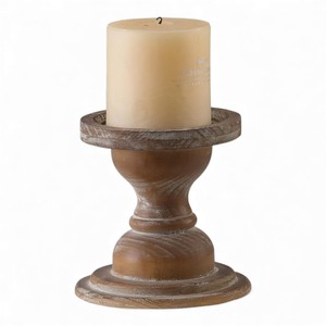 Porte-bougie décoratif en bois avec finition polie lisse et base traditionnelle élégante - Product Image 3