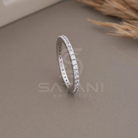 Bague d'éternité en moissanite, sertie pavé en argent, plaquée rhodium, de luxe, pour femme, idéale pour mariage, anniversaire, fiançailles, cadeau et soirée