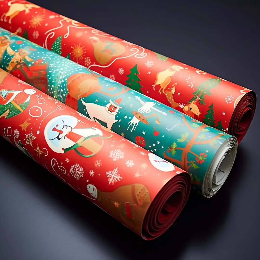 Пользовательские красивый Рождественский подарок Papel оберточная бумага рулоны оптом Рождественская оберточная бумага