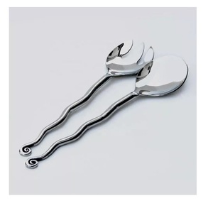 Cubiertos Servidor de ensalada con mango de madera para servir ensalada Nuevo juego de cubiertos de metal para hotel y utensilios de cocina Nuevo juego de cubiertos - Product Image 3