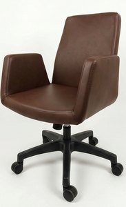 Chaise de bureau ergonomique moderne en cuir PU avec accoudoirs réglables, base pivotante en métal, design contemporain pour usage domestique ou professionnel - Product Image 6