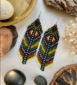 Only 2 Left and in 19 Baskets Seed Bead Earring - Native Earring - Fringe Earring - Product Image 2