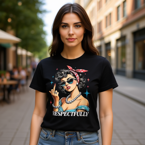 Camiseta Respectfully Women con estampado gráfico de algodón negro, ropa informal unisex - Product Image 3