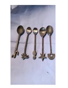 Cuillère et fourchette de mariage en laiton de vente chaude avec palmier ananas soleil et lune conception de visage couverts et couverts en acier miroir - Product Image 1