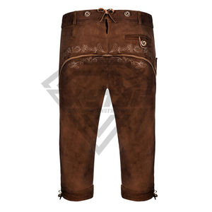 Pantalones Cortos de Cuero de Gamuza Marrón Auténticos Estilo Bávaro para Hombre, Atuendo Tradicional para el Oktoberfest con Tirantes Ajustables - Product Image 6