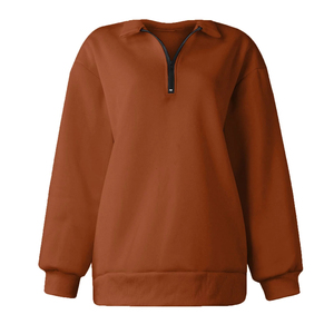 Sweat-shirt léger à col montant personnalisé avec fermeture éclair 1/4 pour femmes, style pull streetwear, impression de logo personnalisée - Product Image 3