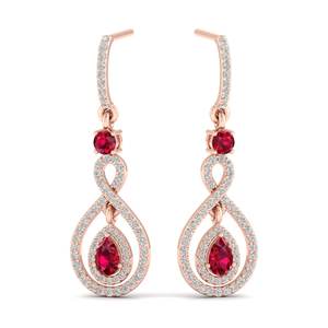 Pendientes de Oro Sólido de 14K de Alta Calidad REYES con Gema de Rubí Corte Pera de 0.62Ct para Mujer, Pendientes Colgantes con Diamantes Certificados por IGI - Product Image 6