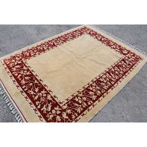 พรมตุรกี, พรมวินเทจขนาด 5.5x7.6 ฟุต, พรมขนสัตว์เปอร์เซียสีเบจ - Product Image 2