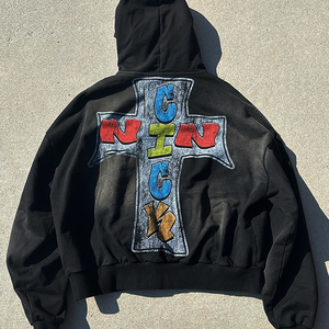 ชุดวอร์มพิมพ์ลาย Dtg ทำจากผ้าเกล็ดปลามีฮู้ดและกางเกงซับเหงื่อสำหรับผู้ชายชุดวอร์มพิมพ์ลายเทอร์รี่ออกแบบได้ตามต้องการ - Product Image 4