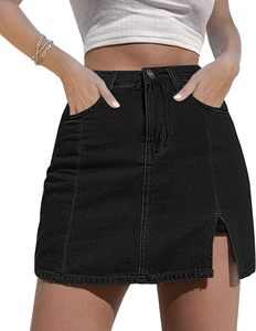Falda vaquera de cintura alta con lavado ligero para mujer, falda delantera informal de verano, pantalones vaqueros traseros, tipo recto, Falda corta para mujer - Product Image 6