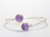 Brazaletes de diseñador de Plata de Ley 925 Natura, piedras preciosas de amatista populares, joyería de piedra púrpura, Fabricante Mayorista de moda