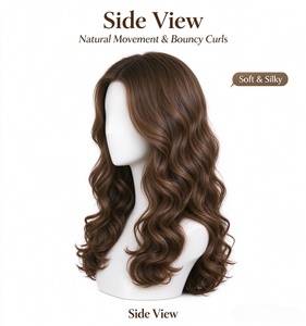 Perruque longue ondulée 100% cheveux humains, brun foncé, perruque à ondulations naturelles pour femmes, perruque volumineuse bouclée en cheveux humains, perruque tendance - Product Image 1