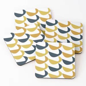 Hot Selling <b>Tea</b> Cup Coasters Mats <b>Wood</b> and Enamel Print <b>Tea</b> Serving Coasters Pad 4 Pieces <b>Set</b> - Product Image 2